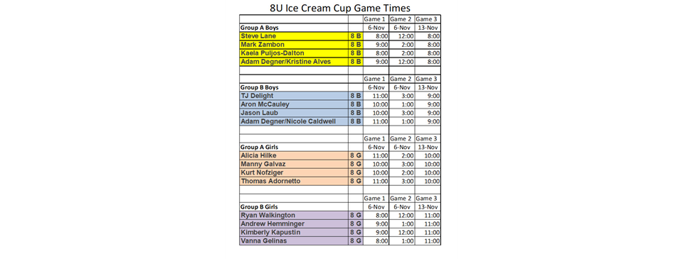 Ice Cream Cup - November 6 and 13