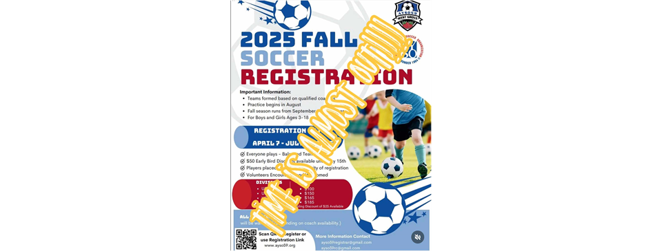 Fall Registration CLOSES - 07/15