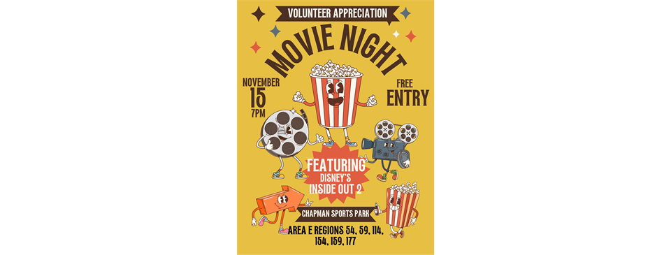 Volunteer Appreciation Movie Night - Wed., 11/15 - 7pm